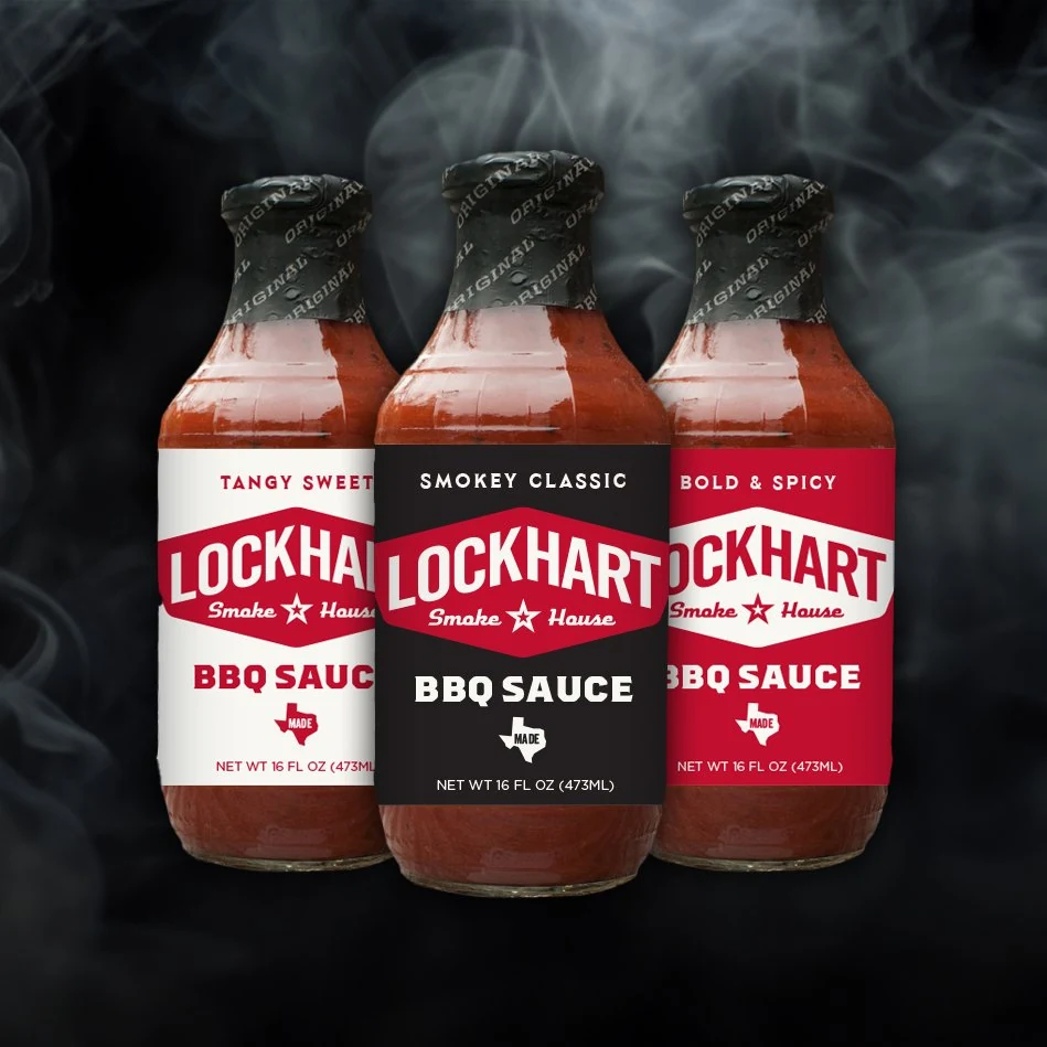 Lockhart Smokehouse BBQ sauce bottle lineup