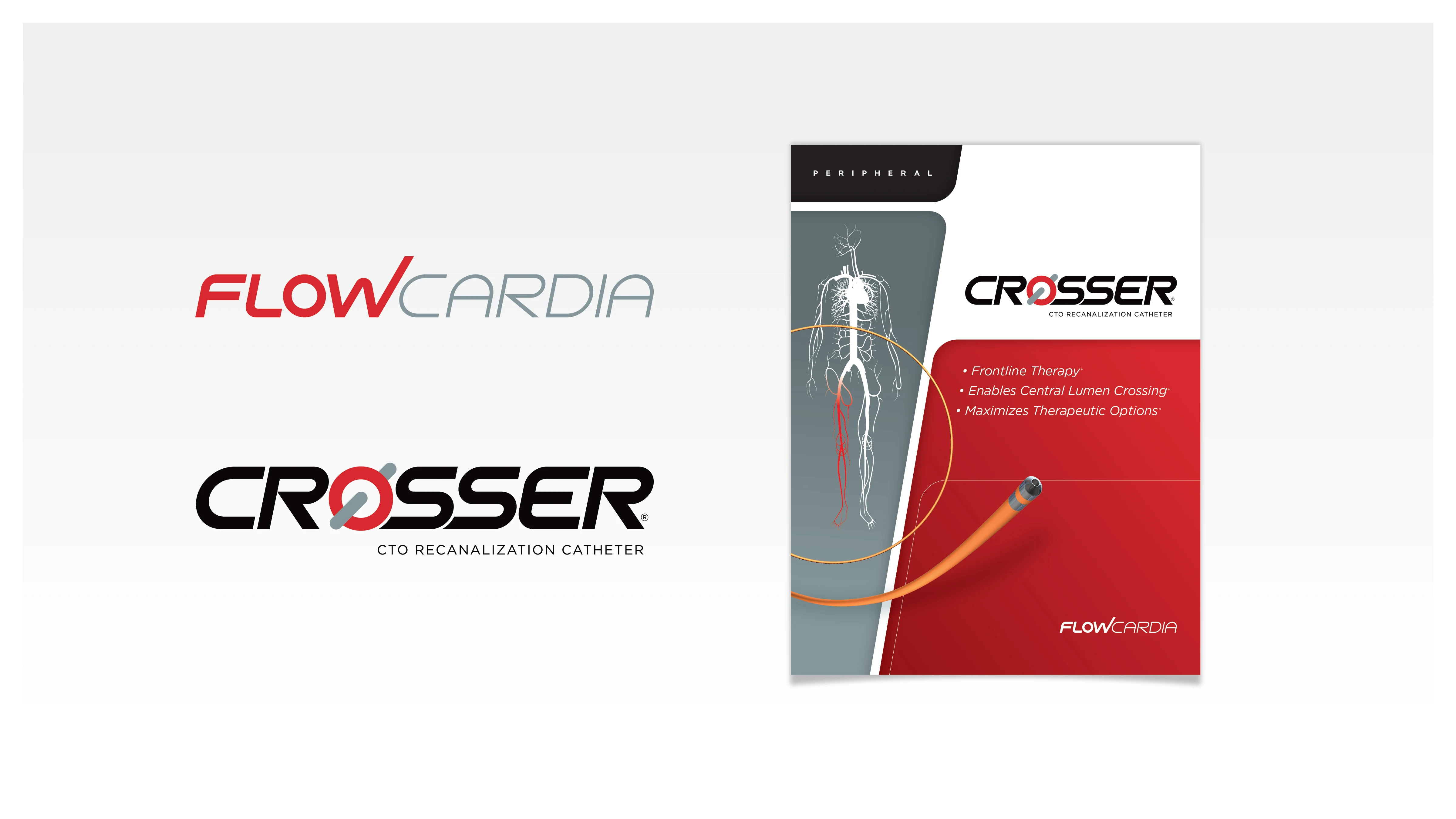 FlowCardia MedTech branding group with product materials and advertising