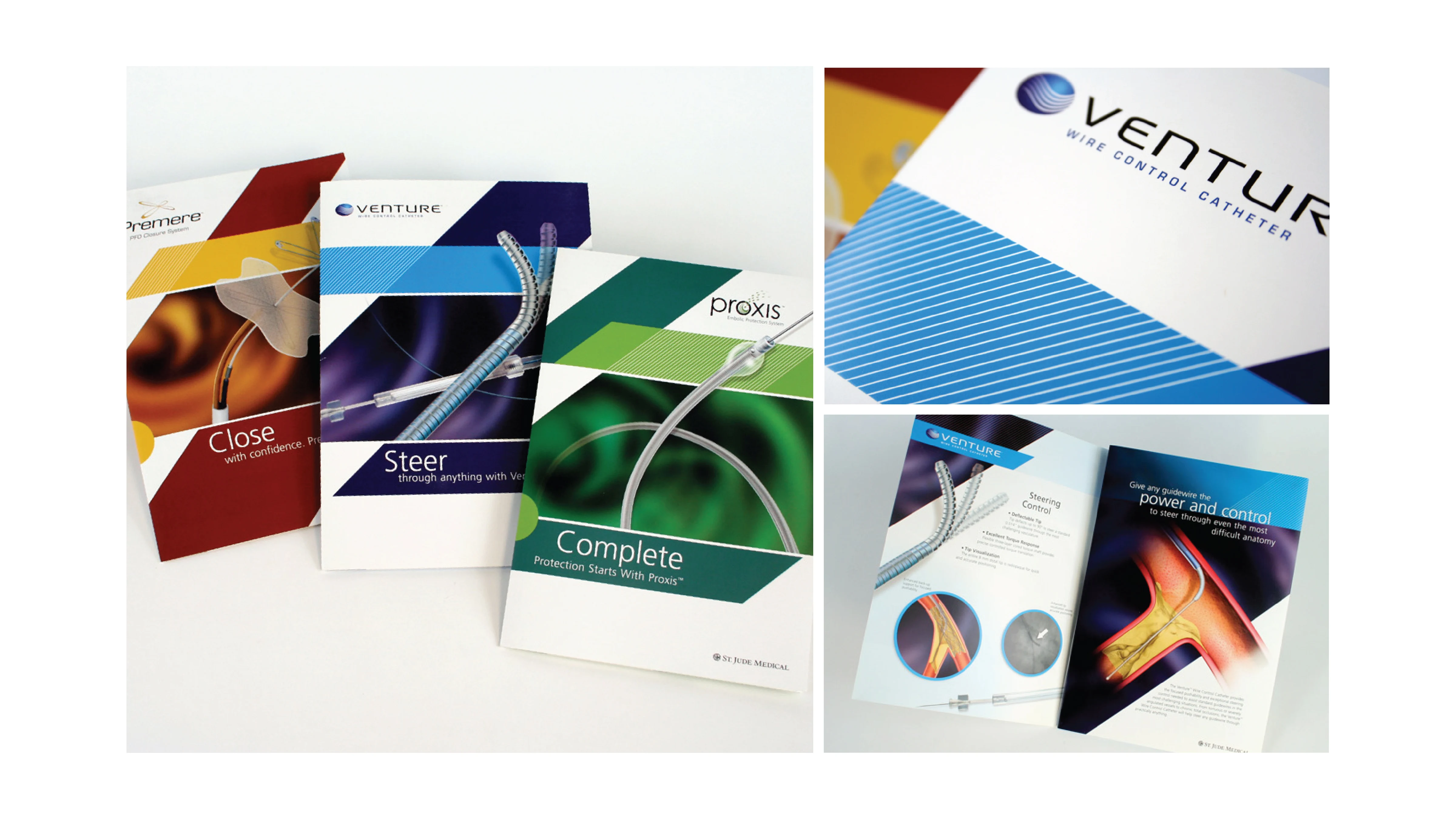 St. Jude Medical MedTech branding group with product materials and advertising
