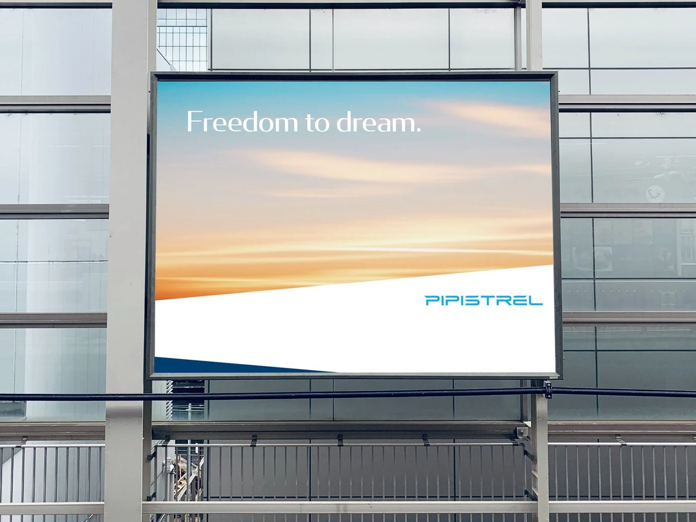 Pipistrel Freedom to dream billboard in aviation terminal