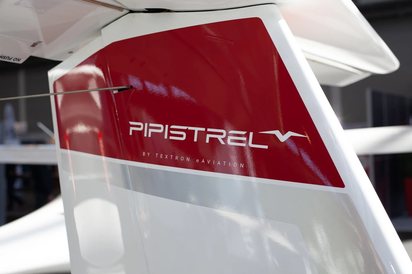 Pipistrel tail livery detail with Pipistrel by Textron eAviation branding