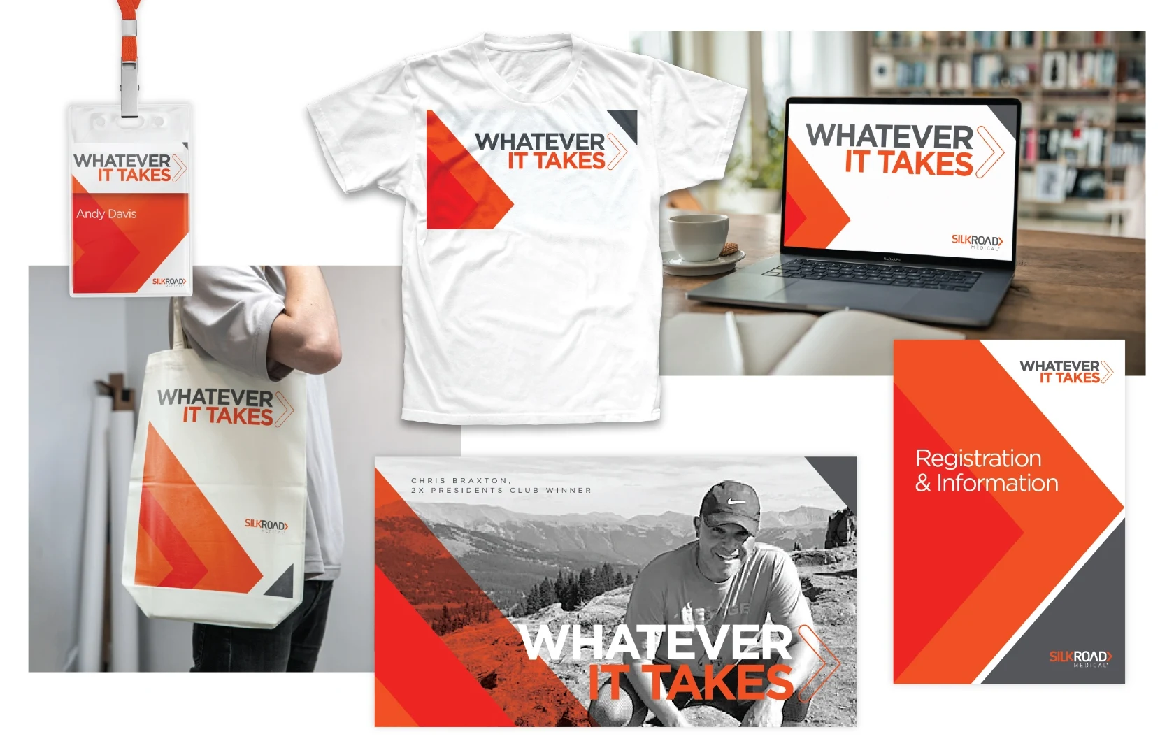 Silk Road Medical Whatever It Takes campaign style board with athletic imagery and motivational branding